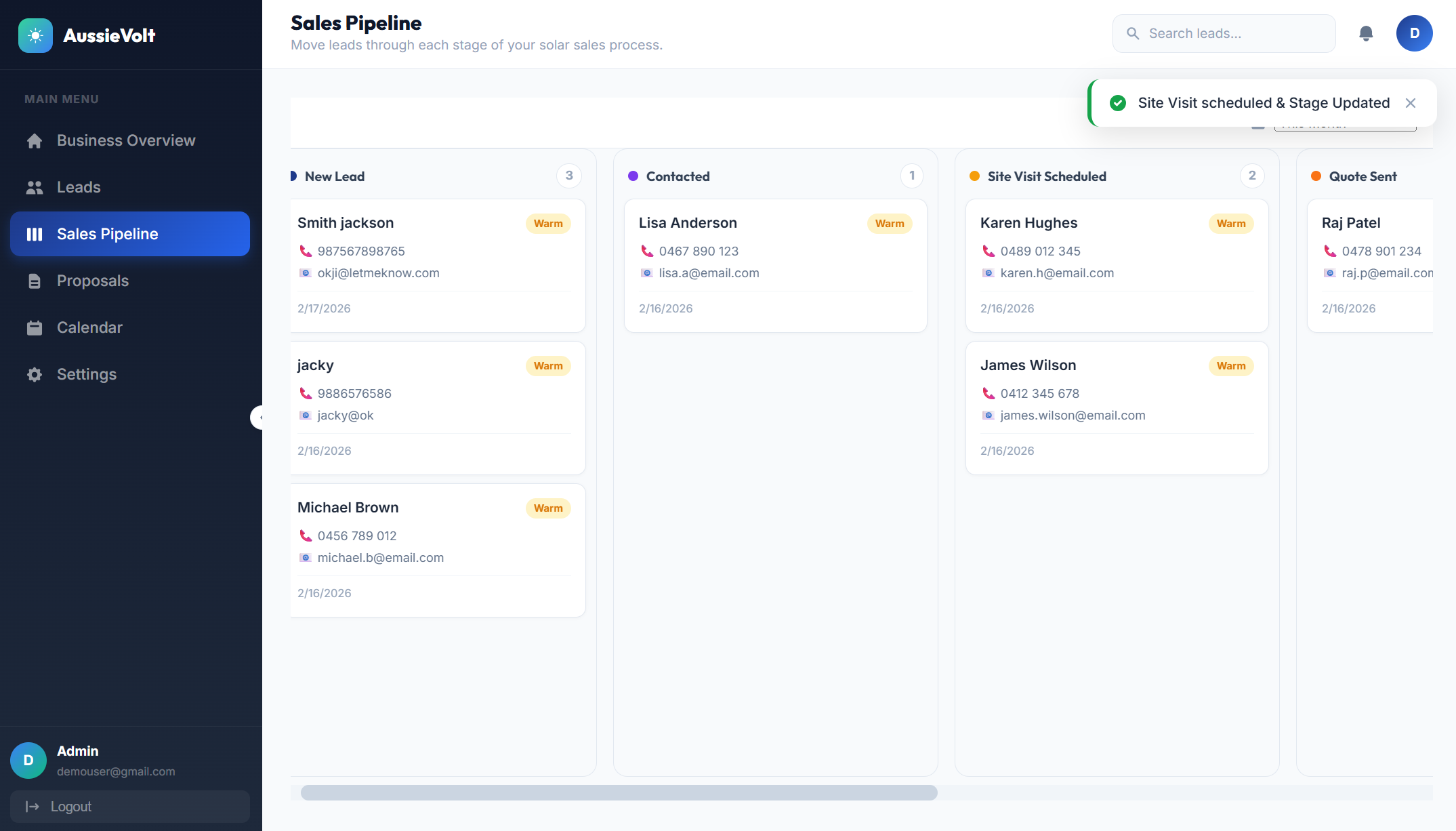 Solar Growth System Pipeline Board View